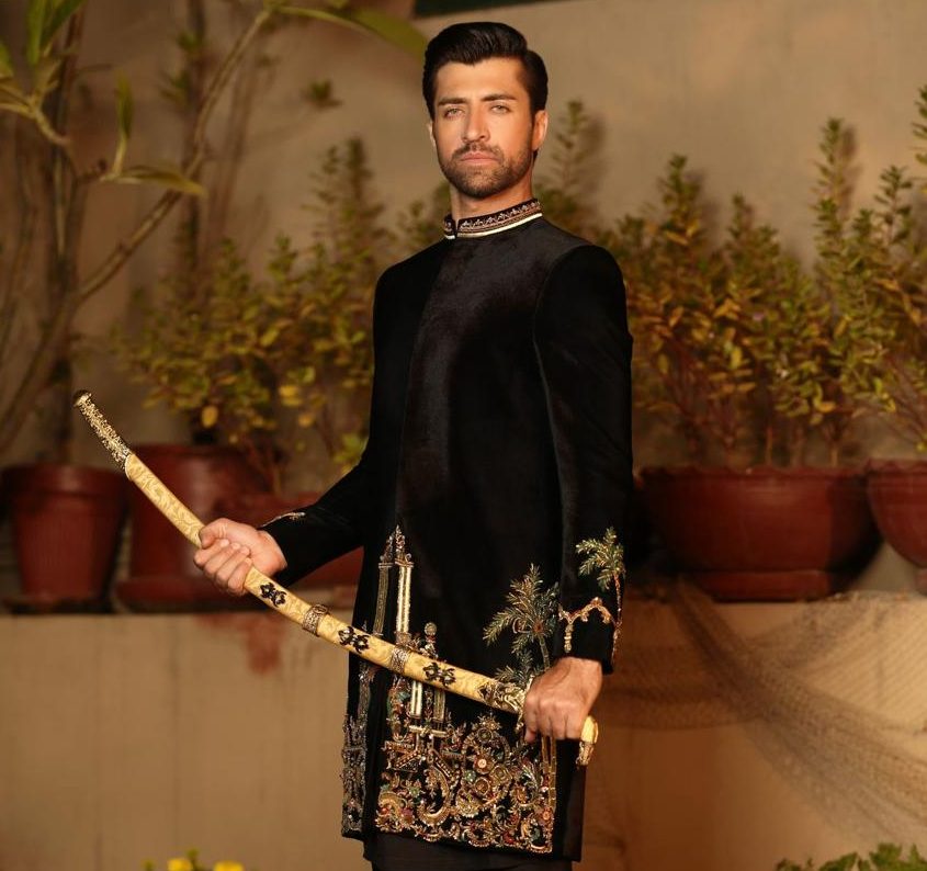 Black Velvet Sherwani