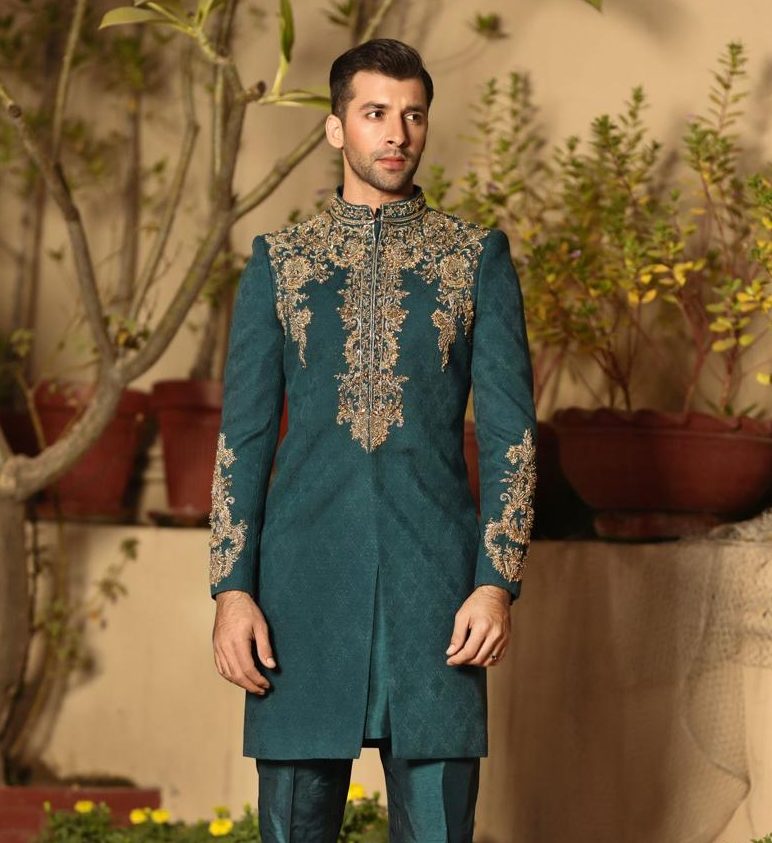 Teal Blue Sherwani
