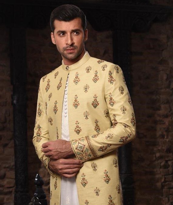 Pastel Lemon Shade Sherwani