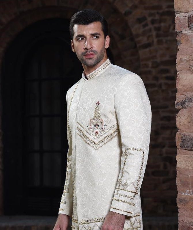 Ivory White Mid-Length Sherwani