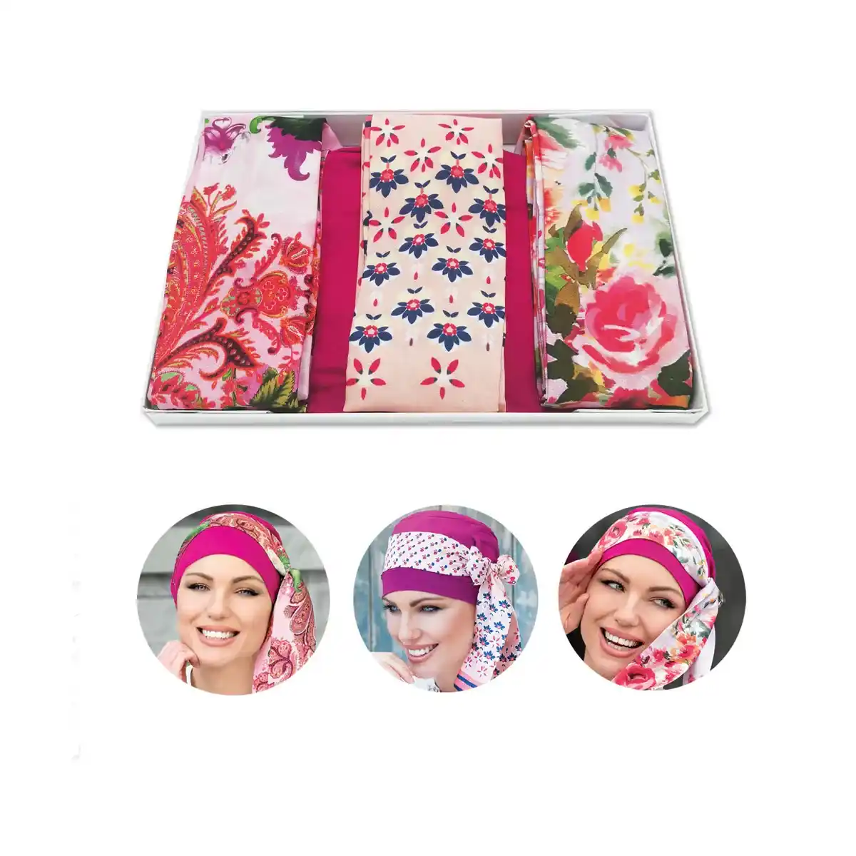 Gift Box Flora: 1 Cap+ 3 Scarves