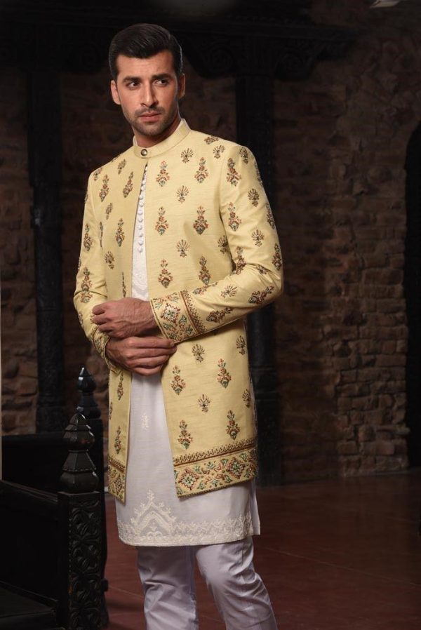 Pastel Lemon Shade Sherwani