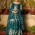Zinc blue raw silk kalidaar, hand-crafted embroidery